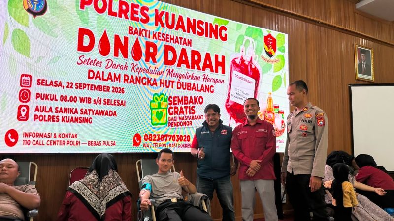 Polres Kuansing Gelar Bakti Kesehatan Donor Darah dalam Rangka HUT DUBALANG